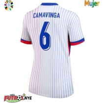Camiseta Francia Eduardo Camavinga #6 Visitante Equipación para mujer Eurocopa 2024 manga corta